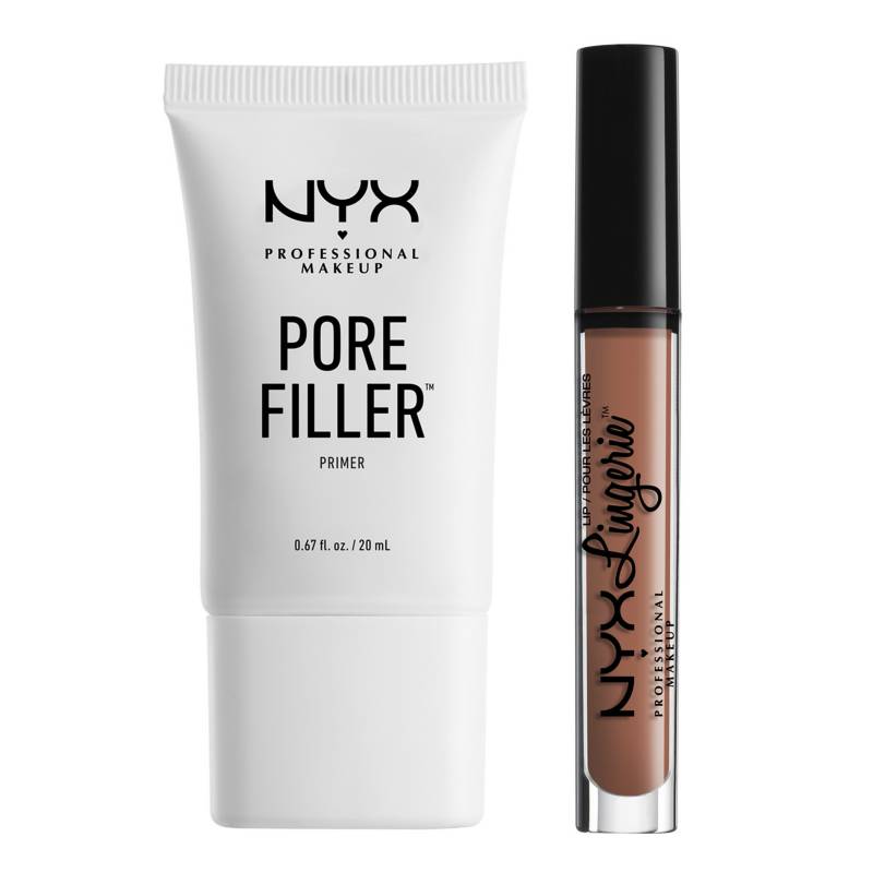 NYX - Pack: Labial Lip Lingerie Líquido - Bedtime Fl + Primer Pore Filler